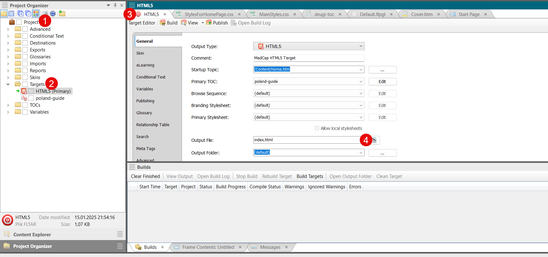 Configuring HTML5 target