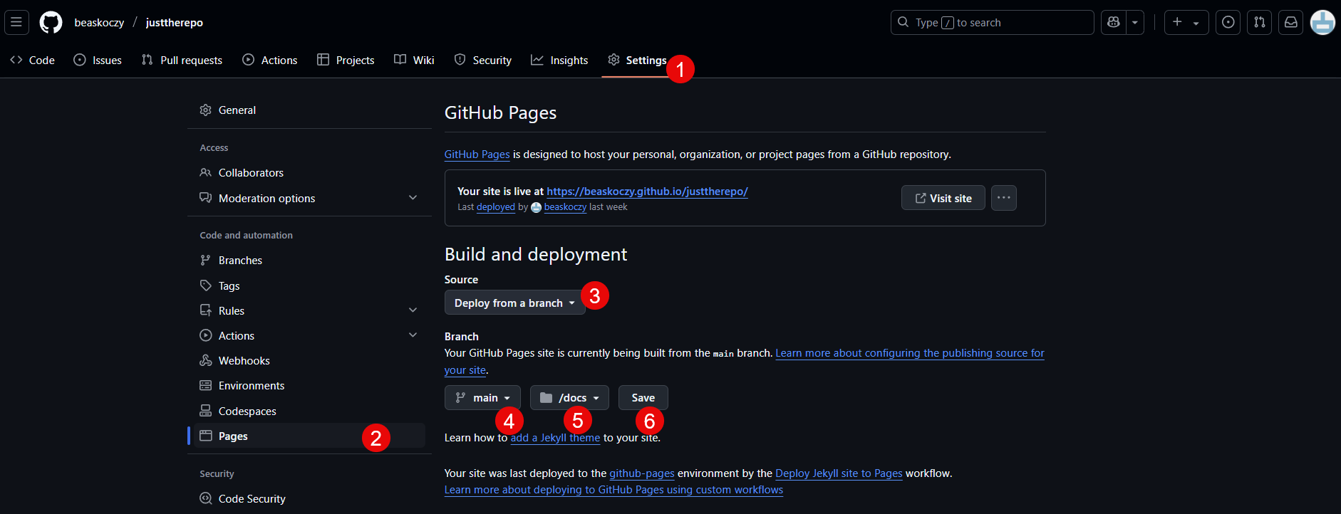 Setting up GitHub Pages