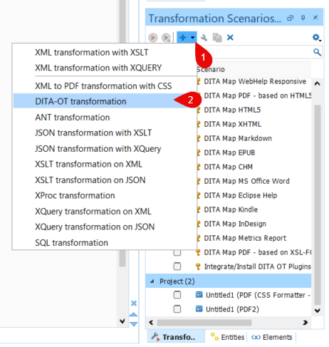 Selecting DITA-OT Transformation